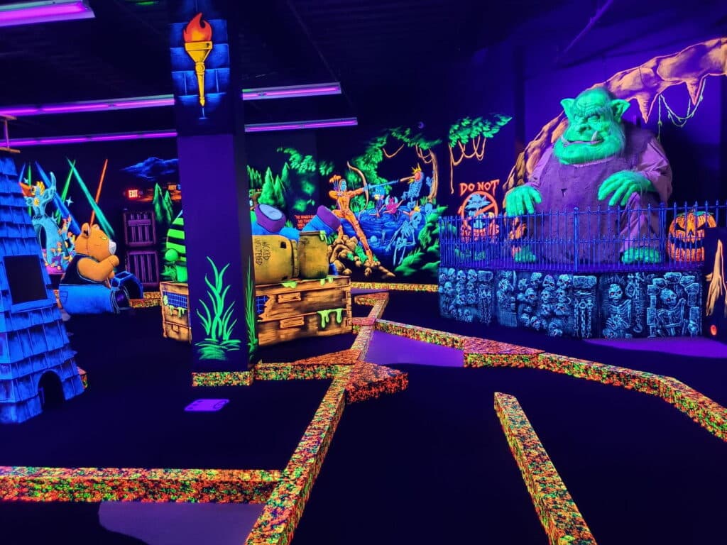 Bellevue Group Events 2 A glow-in-the-dark indoor mini golf course at monster mini golf.