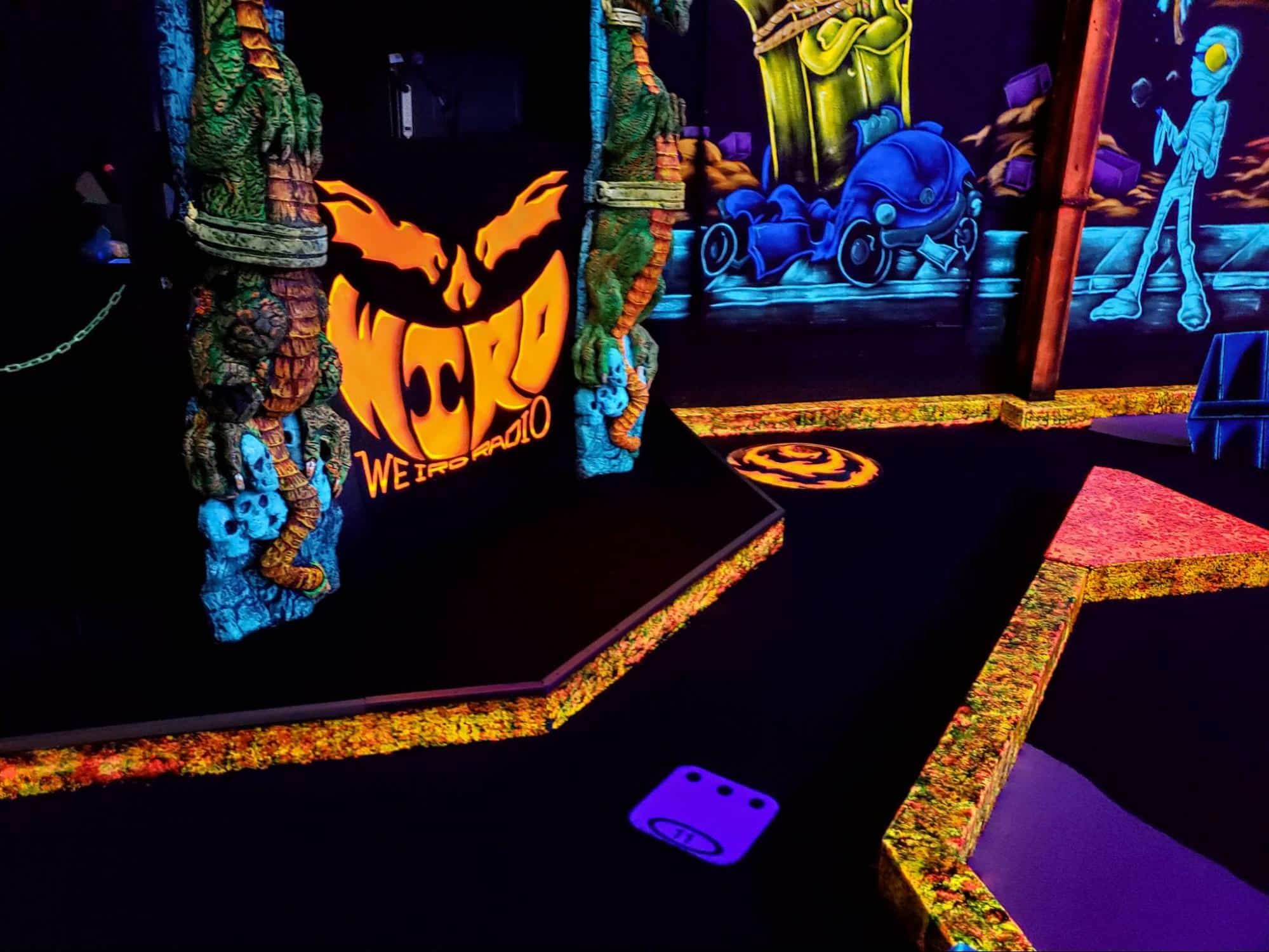 Field Trip Goals Fulfilled At Monster Mini Golf In Chantilly 1 A glow-in-the-dark indoor mini golf course at monster mini golf.