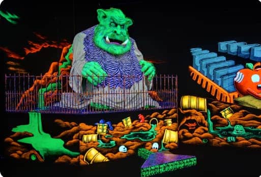 Green monster at monster mini golf