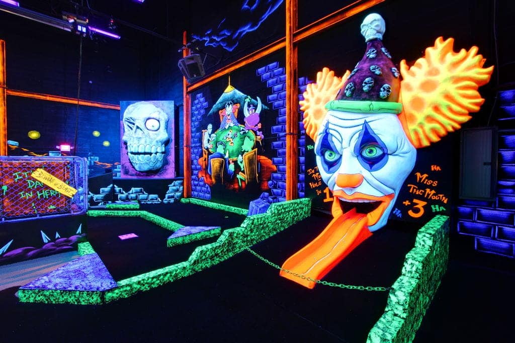 Mini Golf Birthday Parties In Eatontown 1 An indoor glow-in-the-dark mini golf course at monster mini golf.