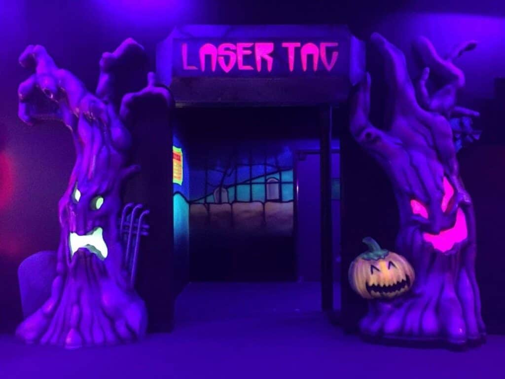 Laser Tag 8 The entrance to a laser tag arena at a monster mini golf location.