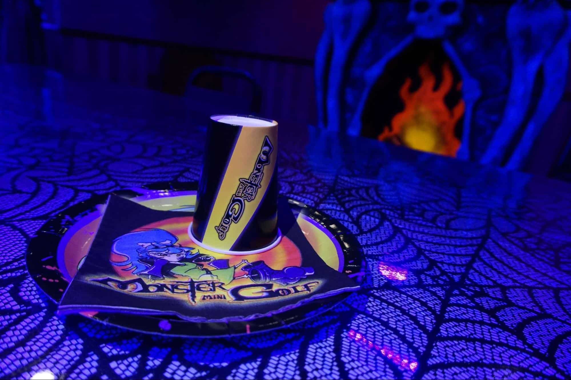 Charlotte Birthday Parties 2 Themed party supplies at a monster mini golf location.